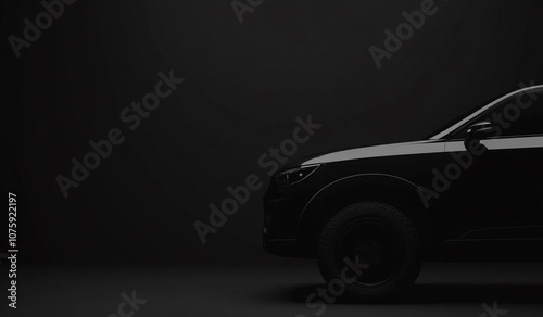 Mysterious SUV Silhouette with Subtle Detailing on Dark Background