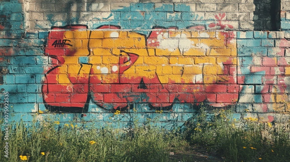 Fototapeta premium Graffiti on Brick Wall