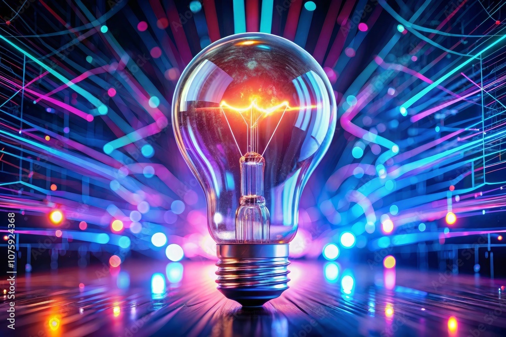a light bulb with a colorful background and a colorful background a light bulb with a colorful background and a colorful background
