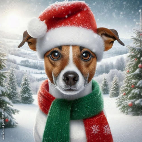 Jack Russell in einer Winterlandschaft photo