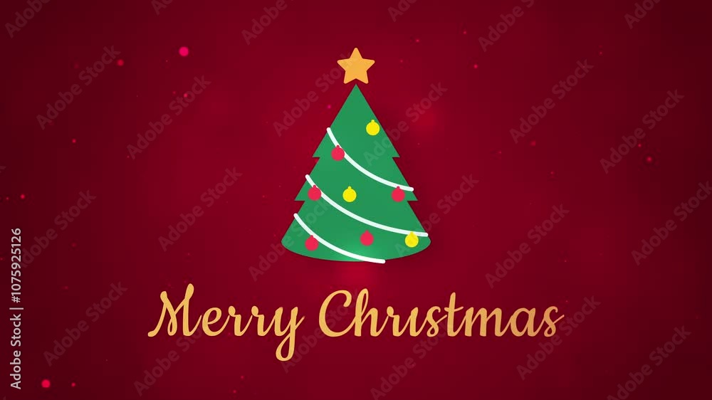 merry christmas tree with ornaments and star on red background with Merry Christmas. Suitable for holiday greeting cards, social media posts, and festive designs. merry christmas tree with ornaments and star on red background with Merry Christmas. Suitable for holiday greeting cards, social media posts, and festive designs.