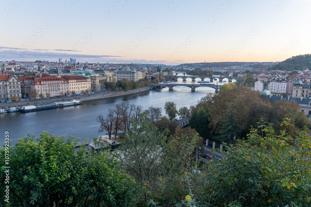 Fototapeta premium Bridges over Vltava River in Prague, Czech Republic
