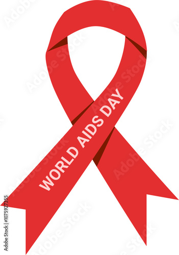 World AIDS day illustration. HIV prevention. Red ribbon AIDS Awareness.