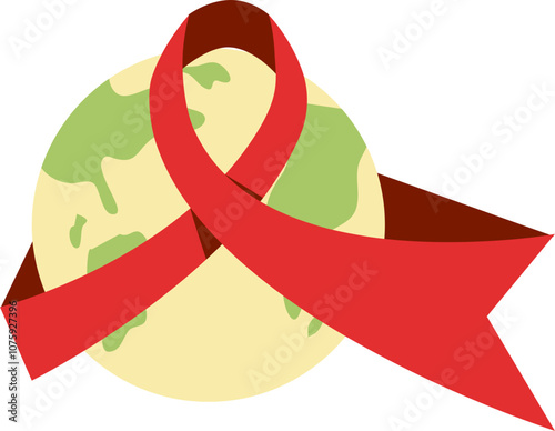 World AIDS day illustration. HIV prevention. Red ribbon AIDS Awareness.