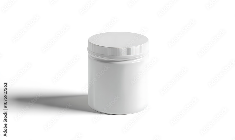 White vitamin jar mockup on white background White vitamin jar mockup on white background