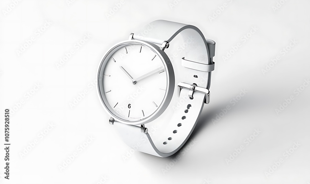 White watch with wristlet mockup, isolated, depth of field, 3d rendering. Empty accessory clock mockup White watch with wristlet mockup, isolated, depth of field, 3d rendering. Empty accessory clock mockup