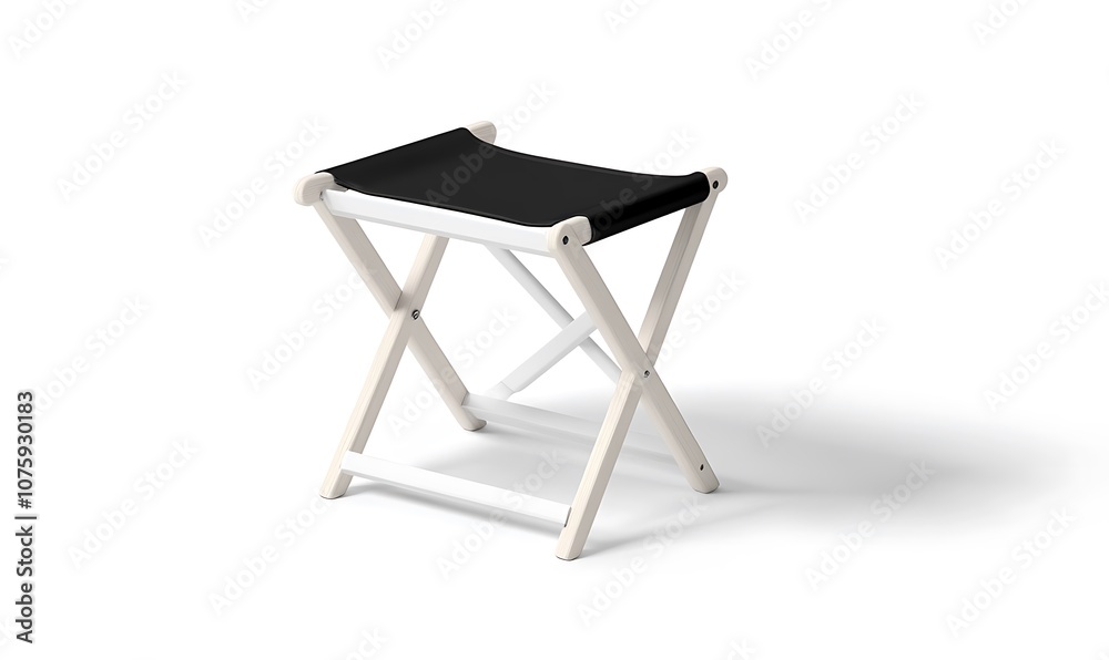 Black and white camp folding stool mockup Black and white camp folding stool mockup
