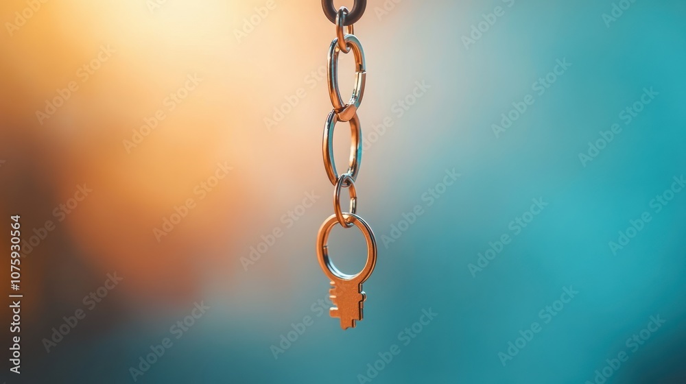 Keychain with key hanging on it
