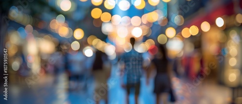 Abstract blurred bokeh urban city street background with people walking. AI generated images