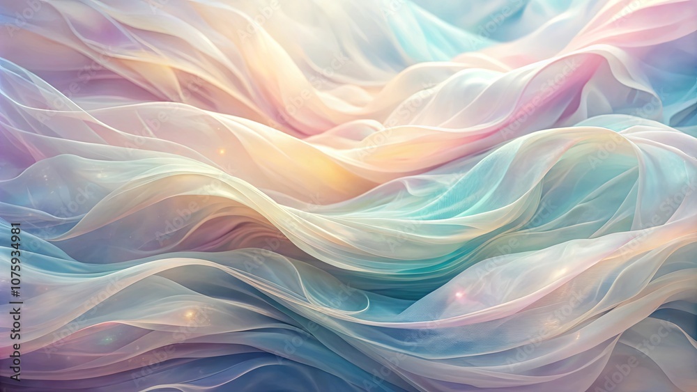 Obraz premium Shimmering translucent fabric draped in soft pastel hues, creating a captivating interplay of light and shadow.