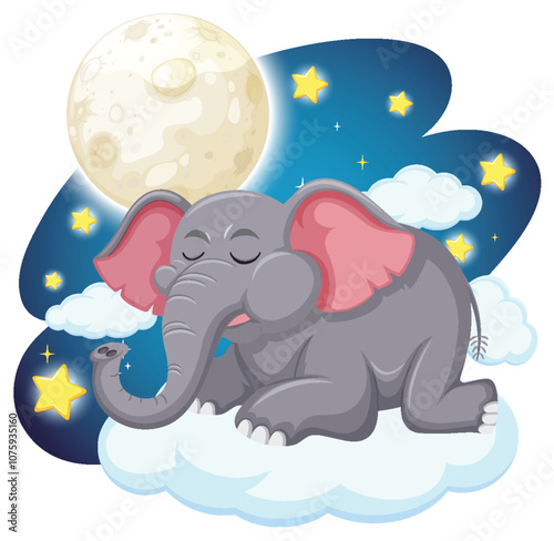 Dreaming Elephant Under the Moonlight