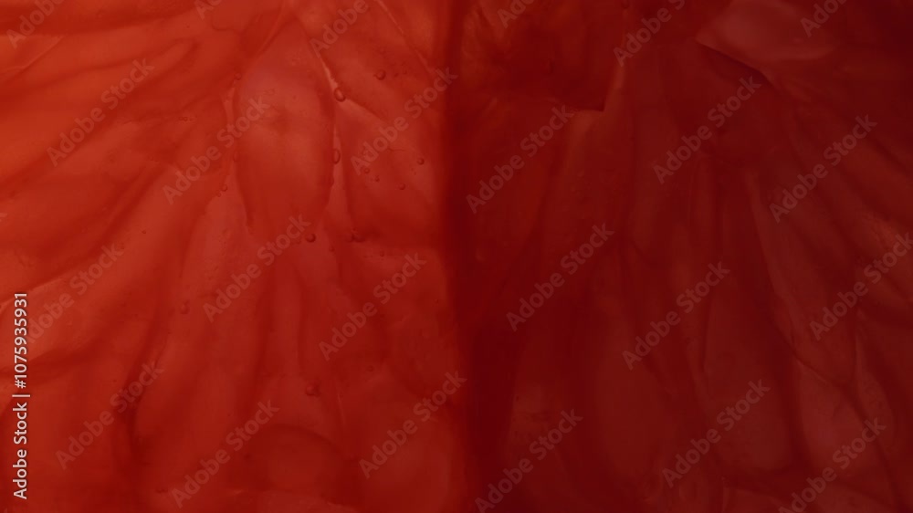 Macro close up of a centre of a grapefruit slice. Abstract fruit background. Slow motion. 