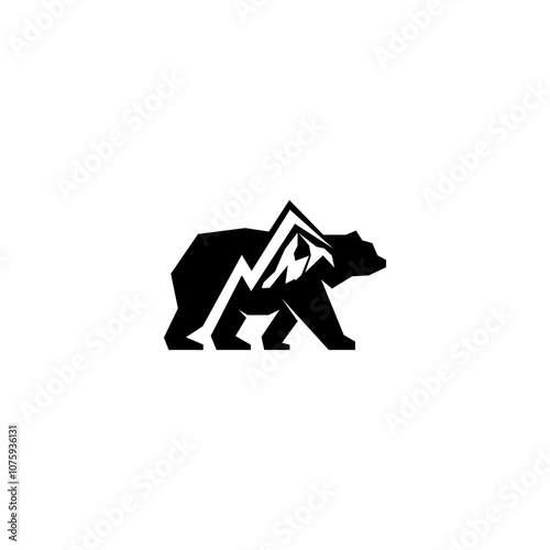 mountain bear illustration logo