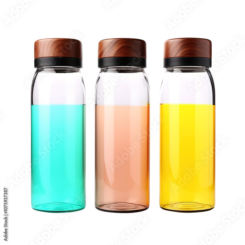 glass bottles on transparent background, clipping path, png, 