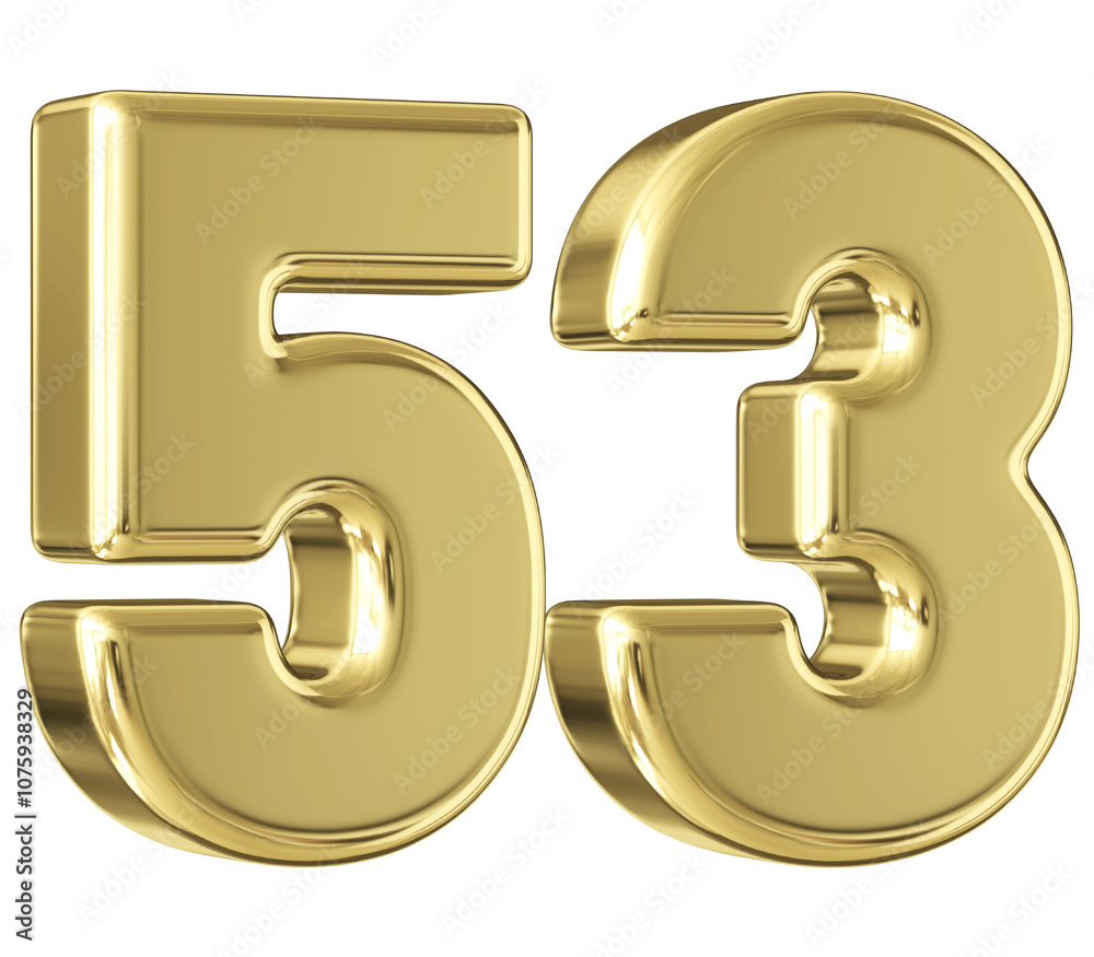 Gold 3D Number 53 Gold 3D Number 53