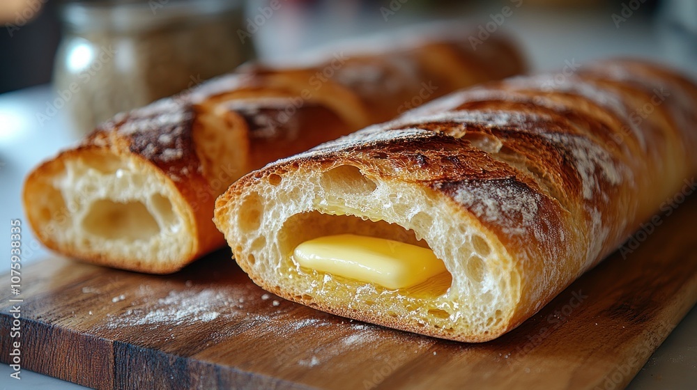 Freshly Baked Bread with Butter Freshly Baked Bread with Butter