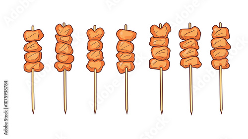 Cartoon barbecue meat skewers illustration
