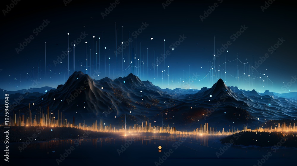 Fototapeta premium digital technology blue purple data particle poster background