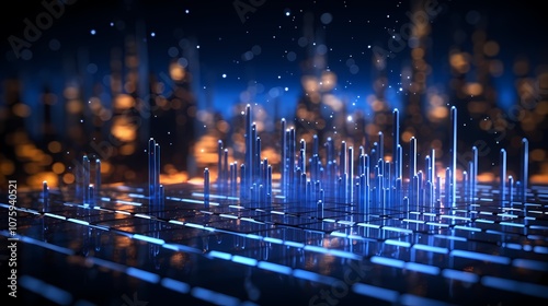 Wallpaper Mural digital technology blue purple data particle poster background Torontodigital.ca