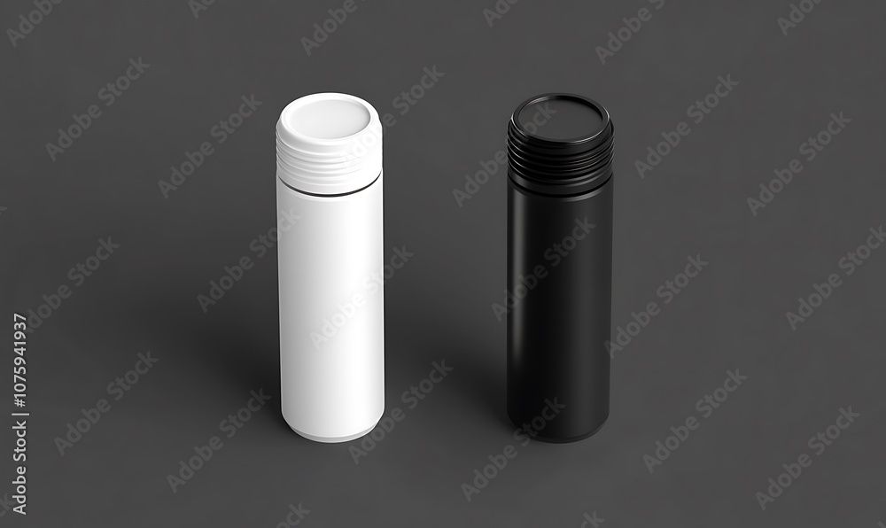 Black and white narrow pill tube mockup Black and white narrow pill tube mockup