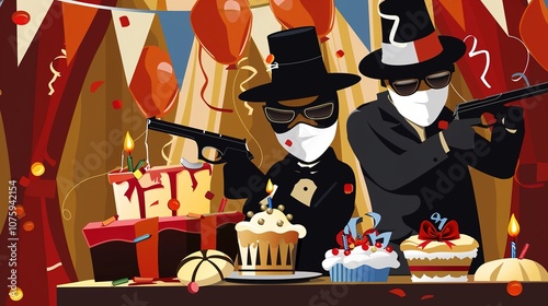 Criminally Cool: Unique Bank Robbers Birthday Background Ideas