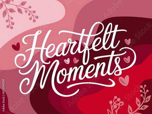 Heartfelt Moments Calligraphy on Red and Pink Abstract Background