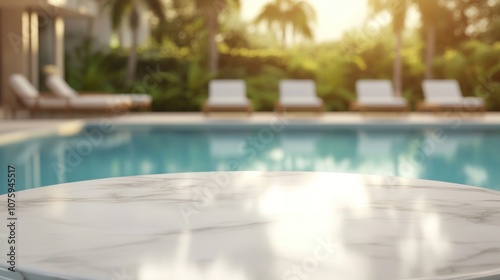 Marble Table by the Pool