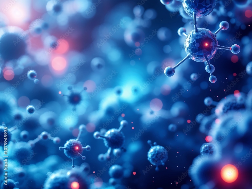 Abstract 3D Background with Molecular Structures and Digital Effects for Science Themes Abstract 3D Background with Molecular Structures and Digital Effects for Science Themes