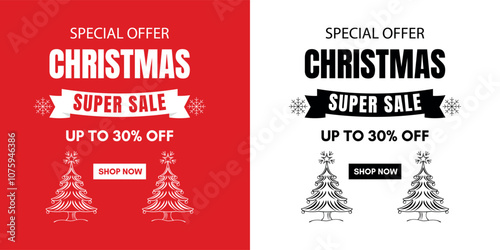 Christmas sale banner, vector illustration
