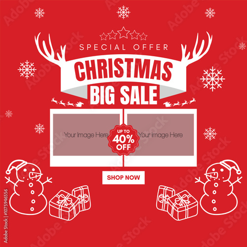 Christmas sale banner, vector illustration
