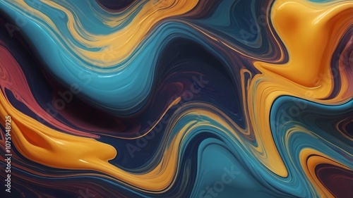 Beautiful abstraction of liquid paints in slow blending flow mixing together gently high quality, 8K Ultra HD, highly detailed