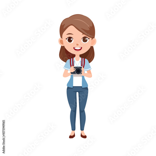Photographer Cute Worker Work Job Profession Professional Occupation Cartoon Character
