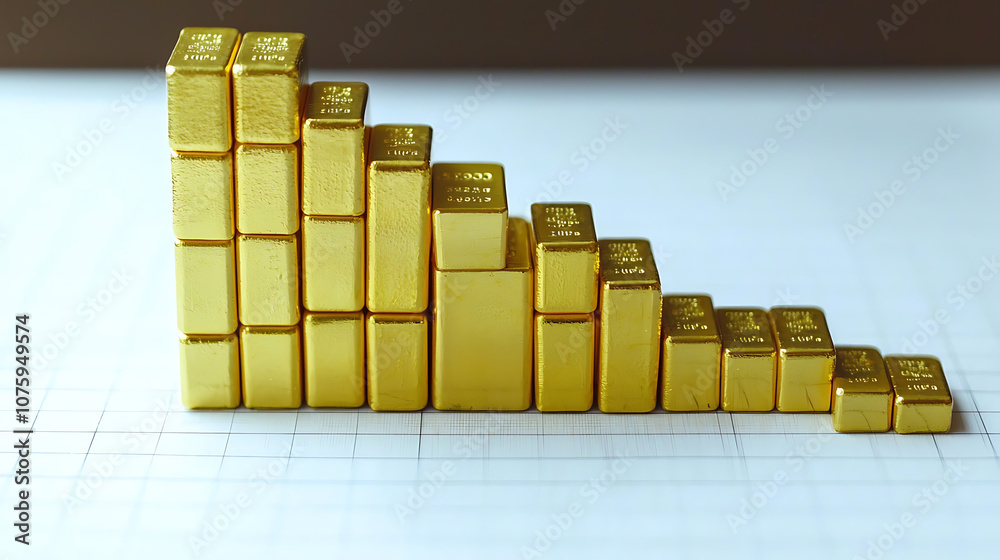 Gold Prices Decline as Diminishing Stack of Gold Bars Illustrates Market Trends Gold Prices Decline as Diminishing Stack of Gold Bars Illustrates Market Trends