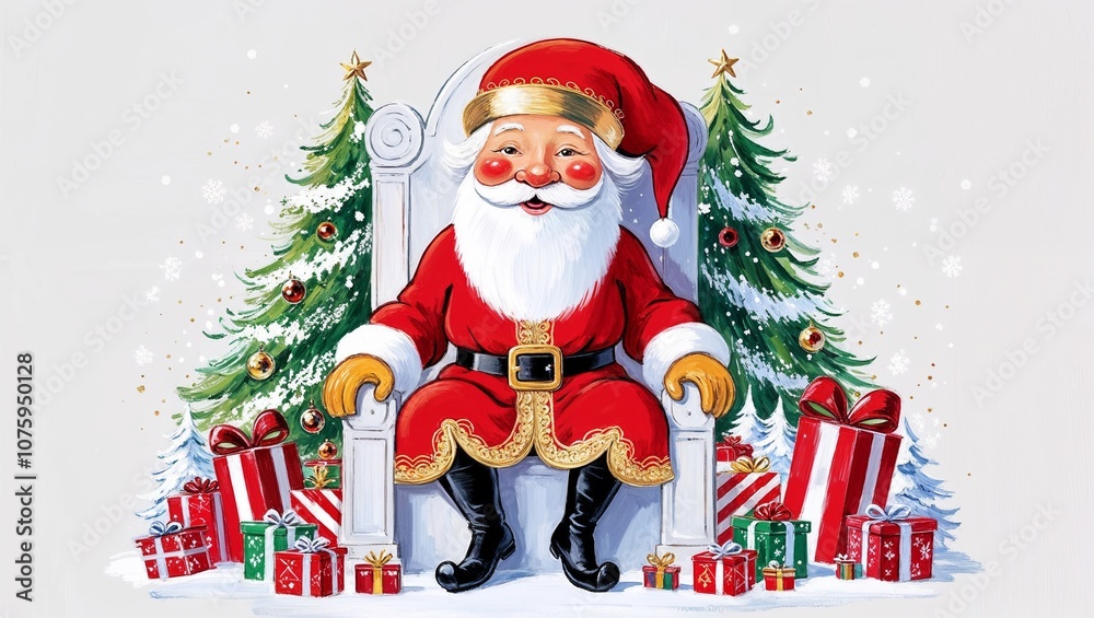 Fototapeta premium santa claus and christmas tree