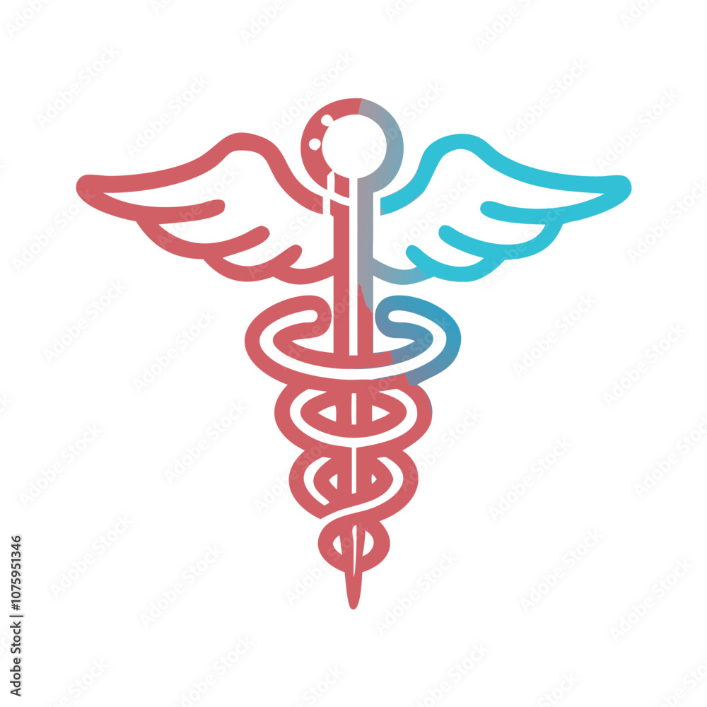 Caduceus medical icon with wings and staff, Vector illustration of a caduceus symbol featuring a winged staff with intertwined serpents, representing medicine and healthcare.
Caduceus medical icon with wings and staff, Vector illustration of a caduceus symbol featuring a winged staff with intertwined serpents, representing medicine and healthcare.