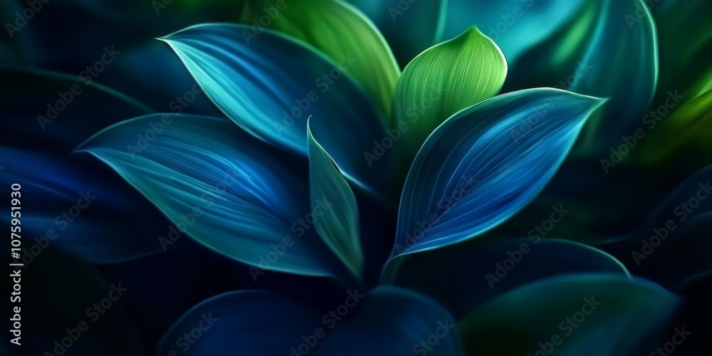 Close-up Macro Texture of Bright Blue Green Tropical Spathiphyllum Cannifolium Leaf on Dark Nature Background for Floral Wallpaper. Close-up Macro Texture of Bright Blue Green Tropical Spathiphyllum Cannifolium Leaf on Dark Nature Background for Floral Wallpaper.