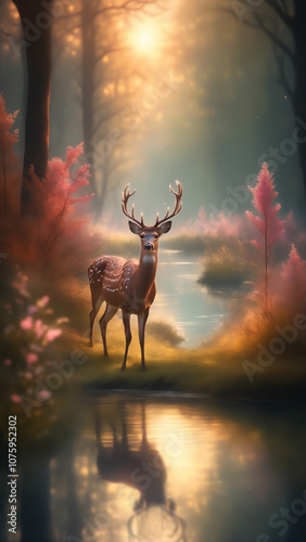 Deer in the sunser photo