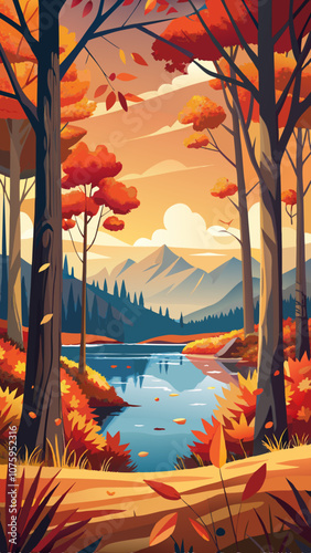 A beautiful landscape with a river and trees