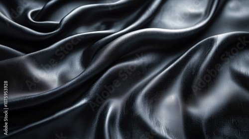 Elegant Smooth Black Fabric with Luxurious Satin Texture