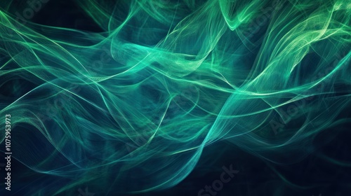 Abstract Green and Blue Swirling Lines