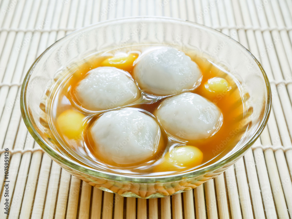 Sweet glutinous rice balls filled with black sesame seeds Sweet glutinous rice balls filled with black sesame seeds