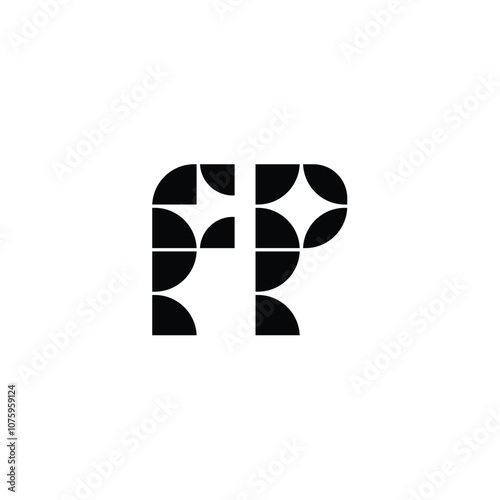 FP monogram logo design letter text name symbol monochrome logotype alphabet character simple logo photo