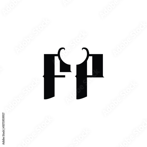 FP monogram logo design letter text name symbol monochrome logotype alphabet character simple logo photo