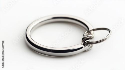 Minimalist Metal Keychain Ring on Soft White Background