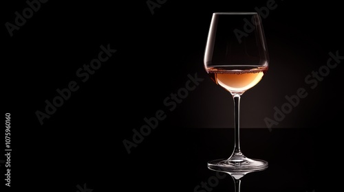 Elegant Wine Glass with Soft Reflections on Blank Background