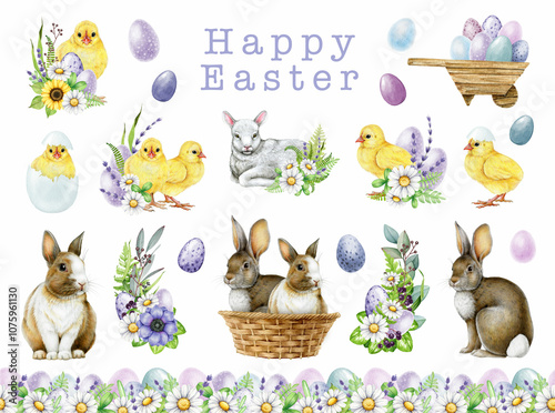 Canvas Print Easter mood festive traditional element decor set
