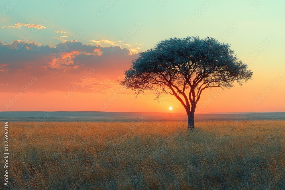 Fototapeta premium Solitary Tree at Sunset