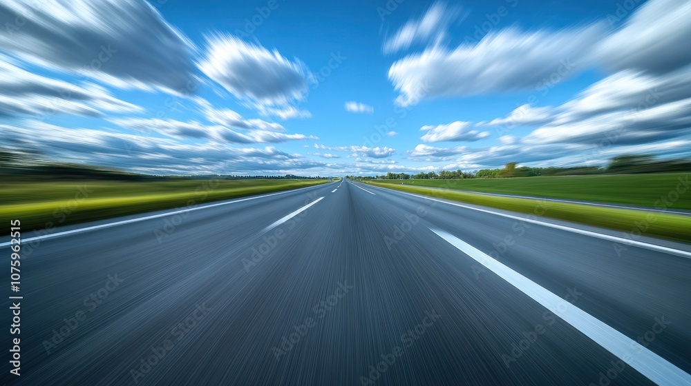 Naklejka premium Highway to Freedom - A Stunning View of a Straight Road