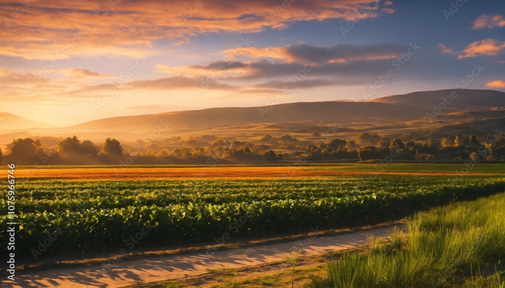 Obraz premium sunset over the field