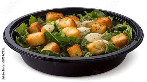 Classic Caesar salad with crisp romaine, creamy dressing, croutons, and Parmesan shavings, 8K